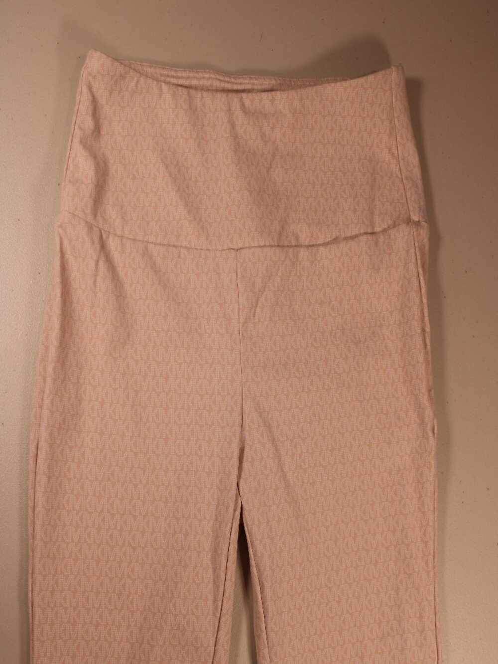 Michael Kors Women's Pink and White Branded High Rise Athletic Biker Shorts